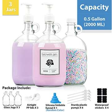 64 Oz Glass Liquid Laundry Detergent Dispenser Set