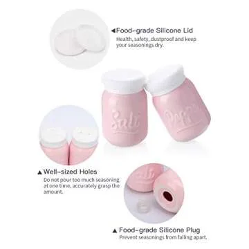 Sweese 812.108 Porcelain Salt & Pepper Shaker, Farmhouse Table Decor, 4 ounce each, Pink
