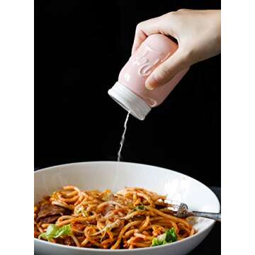 Sweese 812.108 Porcelain Salt & Pepper Shaker, Farmhouse Table Decor, 4 ounce each, Pink