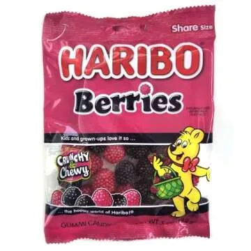 Delicious Haribo Berries Gummy Candy 2 Pack with Exclusive Stickers