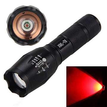 BESTSUN 350 Yard Red Light Predator Light Zoomable Long Range Night Hunting Coyote Varmint Light Tac...