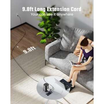 Power Strip Tower Surge Protector, SUPERDANNY Desktop Charging Station, 10 Ft Extension Cord, 9 Outl...