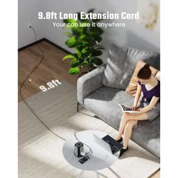 Power Strip Tower Surge Protector, SUPERDANNY Desktop Charging Station, 10 Ft Extension Cord, 9 Outl...