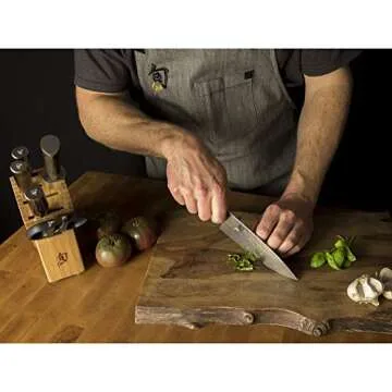 Shun Premier 6" Chef's Knife, Handcrafted Japanese Kitchen Knife for Professional and Home Chefs, VG-MAX Core with Damascus Stainless Steel Cladding, Pakkawood Handle