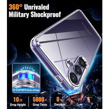 Oterkin for Samsung Galaxy S24 Case Clear, [20X Anti-Yellowing Technology] S24 Phone Case with [Built-in 4 Airbags][10FT Military Grade Protection] [Crystal Transparent Slim] (Clear)