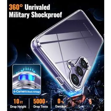 Oterkin for Samsung Galaxy S24 Case Clear, [20X Anti-Yellowing Technology] S24 Phone Case with [Built-in 4 Airbags][10FT Military Grade Protection] [Crystal Transparent Slim] (Clear)