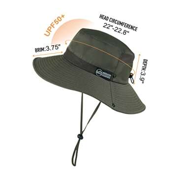Koreshion Men Sun Hat UV UPF Wide Brim Summer Hat Waterproof Breathable Fishing Hat Adjustable Folda...