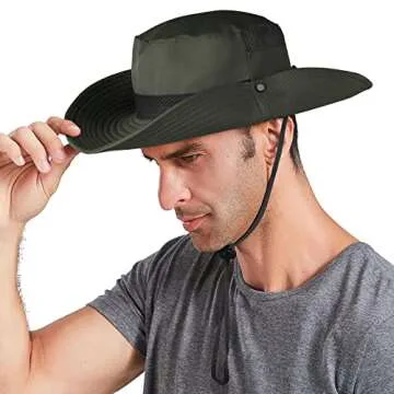 Koreshion Men Sun Hat UV UPF Adjustable Wide Brim - Outdoor