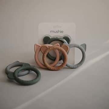 mushie Silicone Baby Teether Toy | Cat (Stone)