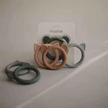 mushie Silicone Baby Teether Toy | Cat (Stone)