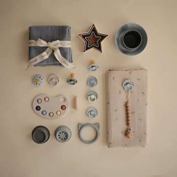 mushie Silicone Baby Teether Toy | Cat (Stone)