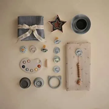 mushie Silicone Baby Teether Toy | Cat (Stone)