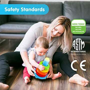 BEST LEARNING Stack & Learn - Developmental Educational Activity Stacking Toy for 6 or 9 Month Old Baby Toys and Up | First 1 Year Boy Girl Gifts for Birthday Gift