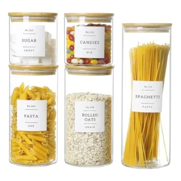 5-Piece Glass Storage Containers with 132 Labels Airtight
