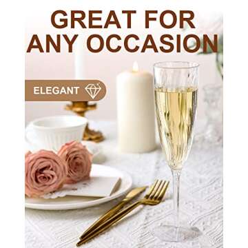 Walee Koky Plastic Champagne Flutes, 36 PCS Clear Disposable Wine Glasses Reusable Plastic Cocktail Cups for Home Daily Life Party Birthday Wedding Toasting Drinking Champagne(6 oz)