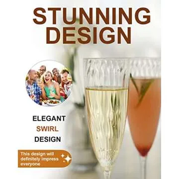 Walee Koky 36 PCS Plastic Champagne Flutes for Celebrations