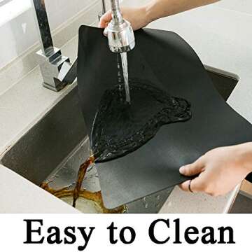 DOLOPL Placemats Set of 6, Faux Leather Heat Resistant Placemats - Waterproof - Anti Slip Table Place Mats, Washable Wipeable Outdoor Black Placemats for Kitchen Dining Room Table Decorations