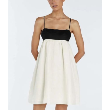 Stylish Black and Beige Spaghetti Strap Maxi Dress for Women