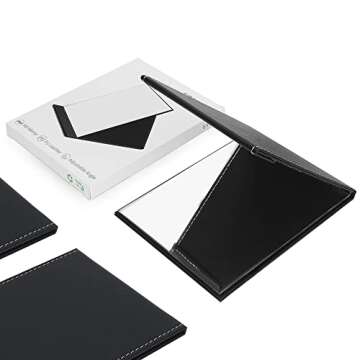 EFAILY Folding Travel Mirror, PU Portable Adjustable Rectangular Ultrathin Mirror, for Travel, Camping,Home(6.4W×5.3L)