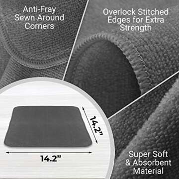 VibraWipe Microfiber Cleaning Cloth, Microfiber Cloth, 12-Pack, Thick and Large Size 14.2"x14.2", Shades of Gray, Microfiber Cleaning Cloths For Cars, Window, Dish Cloths, Machine Washable & Lint-Free