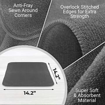 VibraWipe Microfiber Cleaning Cloth, Microfiber Cloth, 12-Pack, Thick and Large Size 14.2"x14.2", Shades of Gray, Microfiber Cleaning Cloths For Cars, Window, Dish Cloths, Machine Washable & Lint-Free