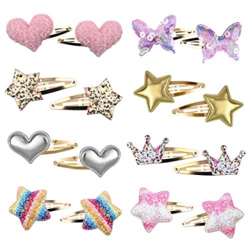 Gingbiss Sparkly Hair Clips for Girls - 8 Pairs Barrettes