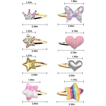 Gingbiss Sparkly Hair Clips for Girls - 8 Pairs Barrettes
