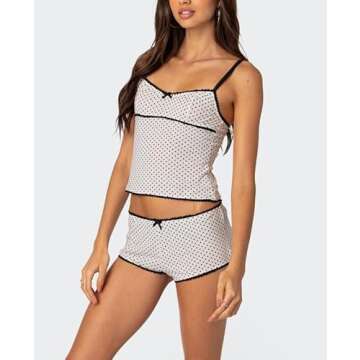Seyurigaoka Women Y2K Cami Shorts Set - Fashionable Sleepwear