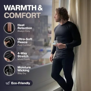 Thermajohn Men's Fleece Lined Thermal Long Johns