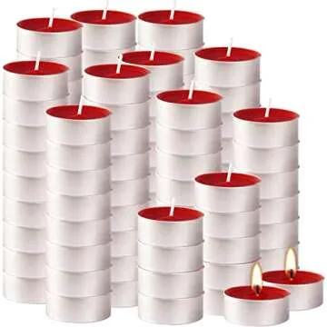100PCS Unscented Tealights Candle, Red Paraffin Tea Lights Candles 4 Hours, Small Votive Candle for Weddings Anniversaries Emergencies