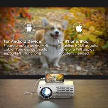 Crenova Home Video Projector, 6800 Lux Full HD Movie Projector, 200' Display LED Outdoor Projector 1080P Supported, Home Theater Projector Compatible with TV Stick, PS4, Phone, Laptop