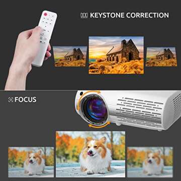Crenova Home Video Projector, 6800 Lux Full HD Movie Projector, 200' Display LED Outdoor Projector 1080P Supported, Home Theater Projector Compatible with TV Stick, PS4, Phone, Laptop
