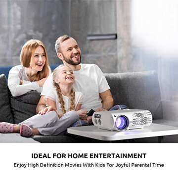 Crenova Home Video Projector, 6800 Lux Full HD Movie Projector, 200' Display LED Outdoor Projector 1080P Supported, Home Theater Projector Compatible with TV Stick, PS4, Phone, Laptop