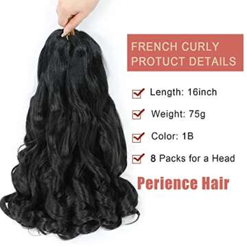 8 Packs French Curly Braiding Hair - 16 Inch Synthetic Extensions for Bouncy Styles