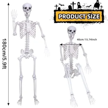 5.9Ft Halloween Skeleton | Life-Size Posable Decor