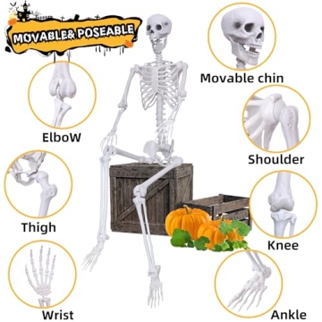 5.9Ft Halloween Skeleton | Life-Size Posable Decor