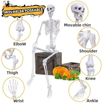 5.9Ft Halloween Skeleton | Life-Size Posable Decor