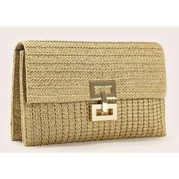 Straw Clutch Purses for Women Vintage Summer Straw Beach Bag Woven Purse Wicker Rattan Envelope Clutch for Wedding