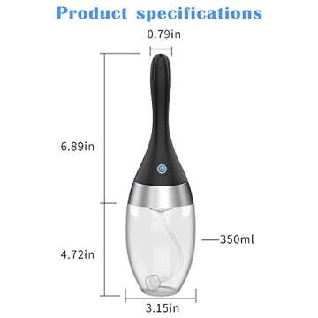 Automatic Electric Enema Bulb with 3 Speeds, Adorime Rechargeable Anti Back-Flow Enema Douche for Men Women Colon Cleansing, Silicone Douche Cleaner Enema Kit Douche Bottles 12oz