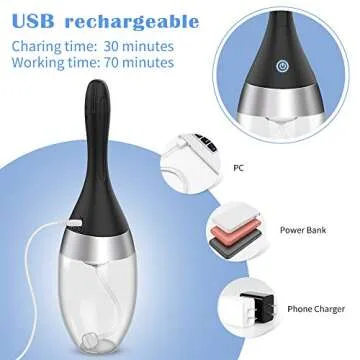 Automatic Electric Enema Bulb with 3 Speeds, Adorime Rechargeable Anti Back-Flow Enema Douche for Men Women Colon Cleansing, Silicone Douche Cleaner Enema Kit Douche Bottles 12oz