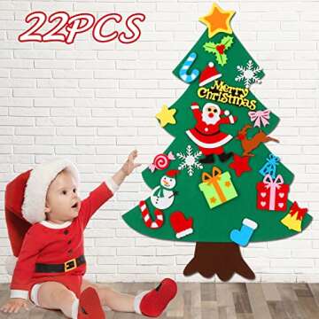 CASA CLAUSI Felt Christmas Tree for Kids DIY Christmas Decorations 2.6ft Xmas Gifts Ideas Kids Party...