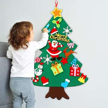 CASA CLAUSI Felt Christmas Tree for Kids DIY Christmas Decorations 2.6ft Xmas Gifts Ideas Kids Party Supplies Home Door Hanging Decor 22 Pcs