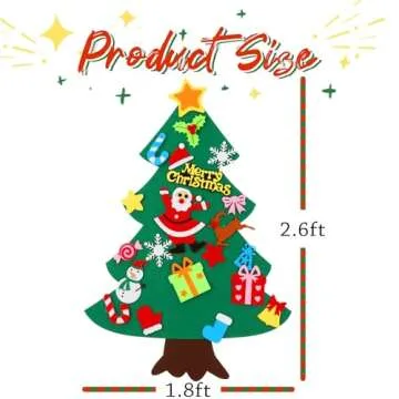 CASA CLAUSI Felt Christmas Tree for Kids DIY Christmas Decorations 2.6ft Xmas Gifts Ideas Kids Party Supplies Home Door Hanging Decor 22 Pcs
