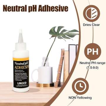 LINECO Neutral pH Adhesive, 4 Oz, Acid-Free, All-purpose Glue, Dries Clear and Remains Flexible, Use...