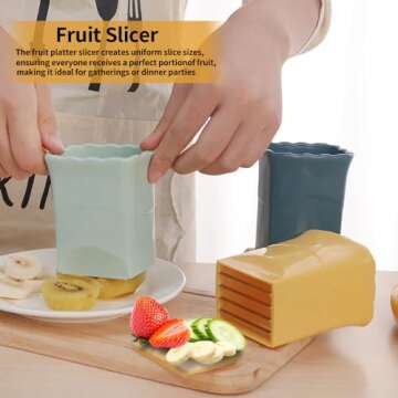 Fruit Slicer Cup 2 PCS, Egg Cutter, Strawberry Banana Chopper, Creative Kitchen Gadget for Making Vegetable Salad, Dishwasher Safe (Green + Blue)