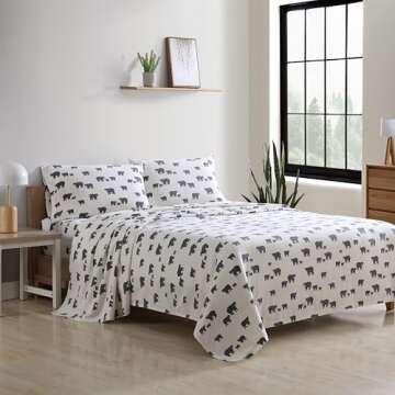 Eddie Bauer - Queen Sheets, Cotton Flannel Bedding Set, Brushed for Extra Softness, Cozy Home Decor ...