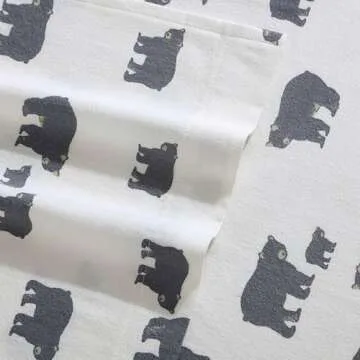 Eddie Bauer - Queen Sheets, Cotton Flannel Bedding Set, Brushed for Extra Softness, Cozy Home Decor (Bear Family, Queen)