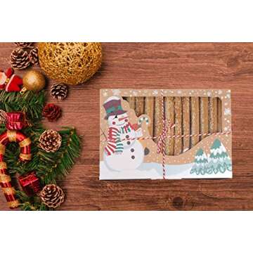 CHICHIC 12 Pack Christmas Cookie Boxes Holiday Bakery Boxes Treat Boxes Pastry Cupcake Gift Candy Boxes with Window for Packaging Gift Giving, Food Grade Kraft with Oilpaper Christmas Party Favors