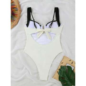 SKAYS Women's Color Block One Piece Swimsuit for Summer Fun