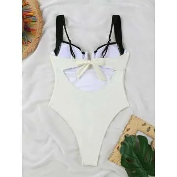 SKAYS Women's Color Block One Piece Swimsuit for Summer Fun